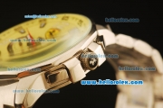Ferrari Automatic Full Steel Case with Yellow Dial and Three Subdials-SS Strap