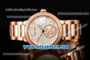 Cartier Rotonde De Miyota Quartz Rose Gold/Steel Case with Silver Dial and Diamonds Bezel