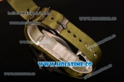 Rolex Submariner Asia Automatic PVD Case with White Dot Markers and Army Green Nylon Strap