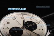 IWC Schaffhausen Chronograph Miyota Quartz Movement White Dial with Black Subdials and Silver Number Markers