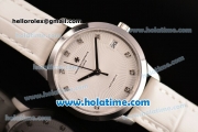 Vacheron Constantin Patrimony Swiss ETA 2824 Automatic Steel Case with White Leather Strap White Dial and Diamond Markers