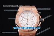 Audemars Piguet Royal Oak Offshore Chronograph Miyota OS20 Quartz Rose Gold Case with White Dial Stick Markers and Black Rubber Strap (EF)