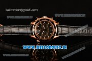 Omega Seamaster Planet Ocean 600 M Chrono Miyota OS20 Quartz Rose Gold Case with Black Dial and White Stick Markers