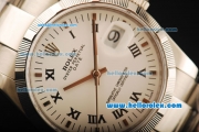 Rolex Oyster Perpetual Date Automatic Movement ETA Coating Case with White Dial and Steel Strap