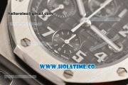 Audemars Piguet Royal Oak Offshore Chronograph Swiss Valjoux 7750 Automatic Movement Steel Case with Black Dial and Black Leather Strap