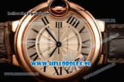 Cartier Ballon Bleu De Medium Swiss ETA 2671 Automatic Rose Gold Case Silver Dial Roman Numeral Markers and Brown Genuine Leather Strap - 1:1 Original