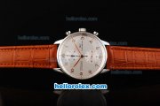 IWC Portuguese Swiss Valjoux 7750 Automatic Movement Steel Case with Silver Dial-RG Numeral Markers and Brown Leather Strap