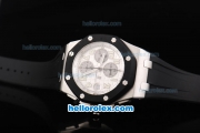 Audemars Piguet Royal Oak Offshore Chronograph Swiss Valjoux 7750 Movement White Dial with Numeral Marker and Black Bezel-Black Rubber Strap