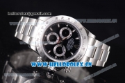 Rolex Daytona Chronograph Clone Rolex 4130 Automatic Stainless Steel Case/Bracelet with Stick Markers and Black Dial (EF)