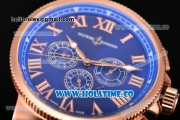 Ulysse Nardin Marine Chrono Asia Automatic Rose Gold Case with Roman Numeral Markers and Blue Dial