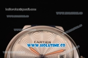 Cartier Rotonde De Swiss Quartz Steel Case with White Guilloche Dial and Blue Leather Strap