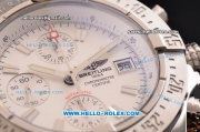 Breitling Avenger Chrono Swiss Valjoux 7750-SHG Automatic Stainless Steel Case with Brown Leather Strap and White Dial