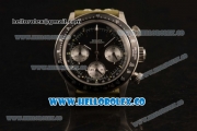 Rolex Daytona Vintage Edition Chrono Miyota OS20 Quartz Steel Case with Steel Bezel and Green Leather Strap