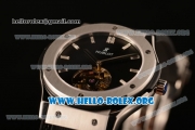 Hublot Classic Fusion Tourbillon Swiss Tourbillon Manual Winding Steel Case with Black Dial and Black Leather Strap (ZF)