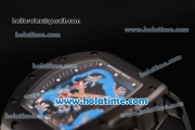 Richard Mille Tourbillon RM 057 Dragon Swiss ETA 2824 Automatic PVD Case with Black Rubber Strap and Blue Dragon Dial - 1:1 Original