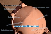 Cartier Ballon Bleu de Cartier Swiss ETA 2892 Automatic Rose Gold Case with Brown Leather Strap and Diamond Dial