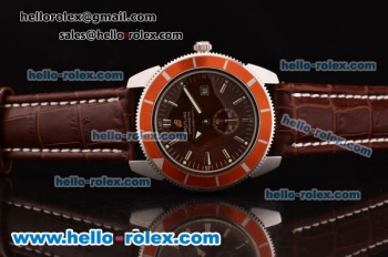 Breitling Super Ocean Automatic Movement Black Dial with Brown Bezel and Leather Strap