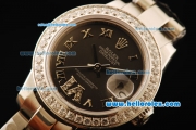 Rolex Datejust Automatic Movement Full Steel with ETA Coating Case with Black Dial-Diamond Bezel