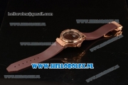 Hublot Big Bang Tutti Japanese Miyota Quartz Rose Gold Case with Brown Dial Stick Markers and Brown Rubber Strap