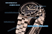 Breitling Superocean Chrono II Swiss Valjoux 7750-SHG Automatic Steel Case PVD Bezel with Steel Strap Black Dial Stick Markers-White Hands