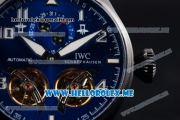 IWC Big Pilot Double Tourbillon Asia ST28 Automatic PVD Case with Blue Dial and Brown Leather Strap Stick/Arabic Numeral Markers