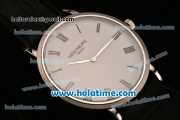 Patek Philippe Calatrava Miyota OS2035 Quartz Steel Case with Roman Numeral Markers and White Dial