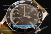 Rolex Submariner Vintage Asia 2813 Automatic Steel Case with Black Dial Dot Markers and Green Nylon Strap