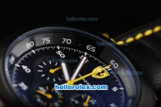 Ferrari Chronograph Quartz Movement PVD Case with Yellow Dial and White Marker-Black Leather Strap