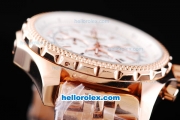 Breitling For Bentley Chronograph Quartz Movement with White Dial and Rose Gold Honeycomb Bezel-Gold band