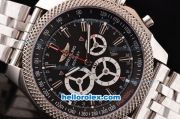 Breitling Bentley Barnato Racing Swiss Valjoux 7750-SHG Automatic Steel Case with Black Dial and Steel Strap