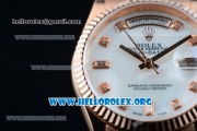 Rolex Day-Date Swiss ETA 2836 Automatic 18K Rose Gold Case with White Dial Diamonds Markers and 18K Rose Gold Bracelet (BP)