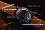 Panerai Luminor Marina PAM 386 Automatic PVD Case with Black Dial and Brown Leather Strap - 7750 Coating