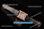 Cariter Tank MC Swiss ETA 2824 Automatic Rose Gold Case with White Dial Black Leather Strap and Roman Numeral Markers