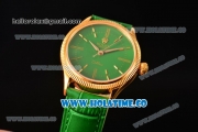 Rolex Cellini Time Asia 2813 Automatic Yellow Gold Case with Green Dial and Stick Markers