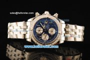 Breitling Chronomat Evolution Chronograph Swiss Valjoux 7750 Automatic Movement Full Steel with Diamond Bezel and Blue Dial