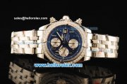 Breitling Chronomat Evolution Chronograph Swiss Valjoux 7750 Automatic Movement Full Steel with Diamond Bezel and Blue Dial