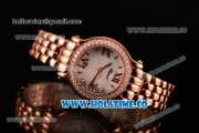 Chopard Happy Sport Swiss ETA Quartz Movement Full Rose Gold with Diamond Bezel and White MOP Dial