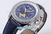 Breitling for Bentley Tourbillon Chronograph Automatic with Blue Dial and White Marking-Blue Leather Strap