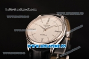 Rolex Cellini Time Asia 2813 Automatic Steel Case with Black Leather Strap and White Dial (BP)