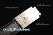 Rolex Daytona Chronograph Quartz Movement Steel Case with Black Dial and Black Leather Strap