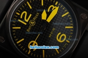 Bell & Ross BR 01-92 Automatic Movement with PVD Case and Blake Dial and Yellow Marker-Black Rubber Strap