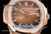 Patek Philippe Nautilus Miyota 9015 Automatic Rose Gold Case Brown Dial With Stick Markers Rose Gold Bracelet