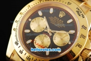Rolex Daytona Oyster Perpetual Date Automatic Full Gold with Black Dial and White Marking