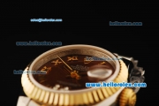 Rolex Datejust Automatic Movement ETA Coating Case with Brown Dial and Gold Roman Numerals