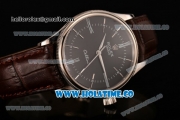 Rolex Cellini Time Asia 2813 Automatic Steel Case with Brown Leather Strap Stick Markers and Black Dial (BP)