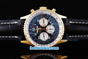 Breitling Navitimer Automatic Gold Case with Black Dial and Black Leather Strap