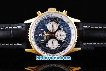 Breitling Navitimer Automatic Gold Case with Black Dial and Black Leather Strap