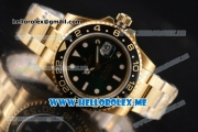 Rolex GMT-Master II Clone Rolex 3186 Automatic Yellow Gold Case/Bracelet with Green Dial and Dot Markers (BP)