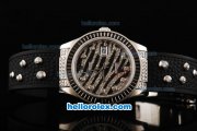 Rolex Datejust Automatic Movement Steel Case with Black/Diamond Dial-Diamond Markers and Black Rubber Strap Rolex Datejust Automatic Movement Steel Case with Black/Diamond Dial-Diamond Markers and Black Rubber Strap