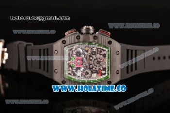 Richard Mille RM 011 Felipe Massa Flyback Chronograph Swiss Valjoux 7750 Automatic Carbon Fiber Case with Skeleton Dial Green Inner Bezel and White Markers - 1:1 Original